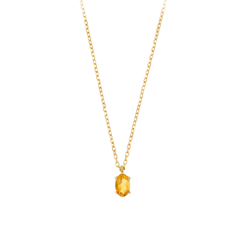 Collier Or 750/1000 orné d'une Aigue-marine ovale 6x4mm
