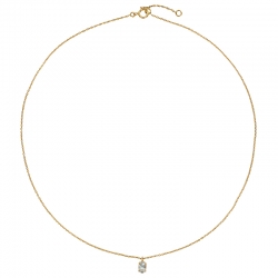 Collier Or 750/1000 orné d'une Aigue-marine ovale 6x4mm