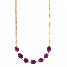 Collier orné d'Améthystes, argent 925/1000 platiné