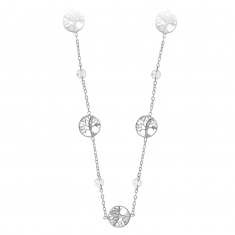 Collier orné d'arbres de vie et de cristaux argent 925/100 rhodié