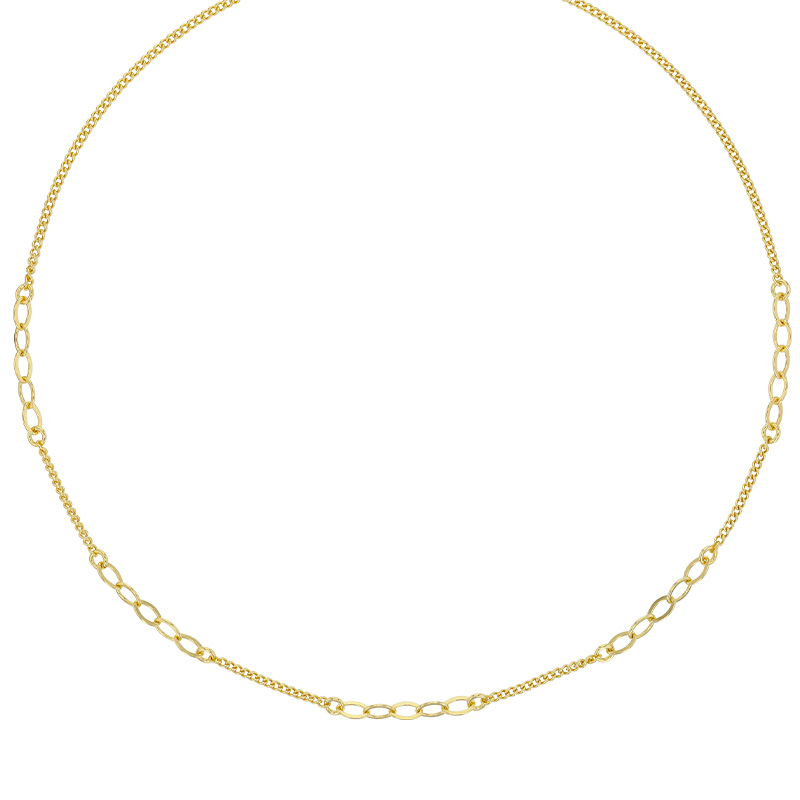 Collier orné d'ovales entrelacés, argent 925/1000 doré