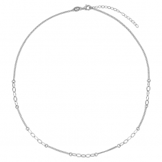 Collier orné d'ovales entrelacés en argent 925/1000 rhodié