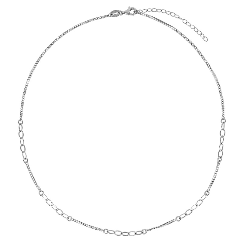 Collier orné d'ovales entrelacés en argent 925/1000 rhodié