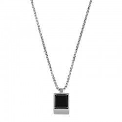 Collier orné d'un carré avec une agate en acier