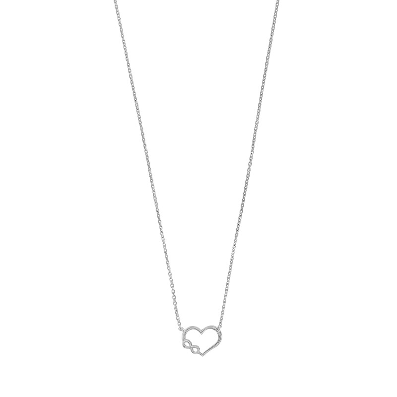 Collier orné d'un coeur infini en argent 925/1000 platiné