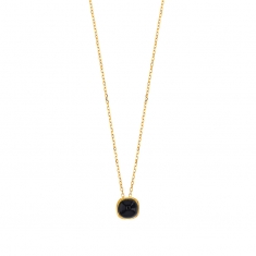 Collier orné d'un Onyx bombé, chaîne fine Or 750/1000