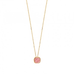 Collier orné d'un Onyx bombé, chaîne fine Or 750/1000