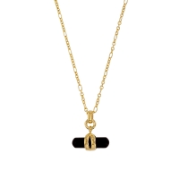 Collier orné d'un onyx noir forme rectangle, argent 925/1000 doré