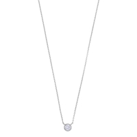 Collier orné d'un oxyde serti clos 5mm, argent 925/1000 platiné