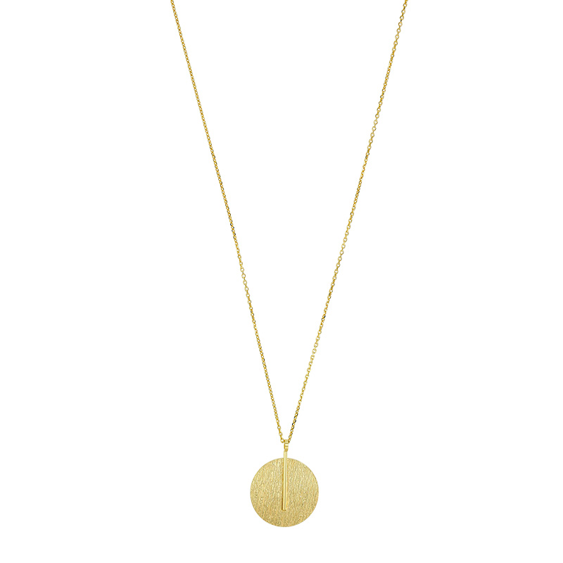 Collier orné d'un rond brossé en argent 925/1000 doré
