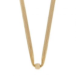 Collier orné d'un rond pavé d'oxydes, argent 925/1000 platiné