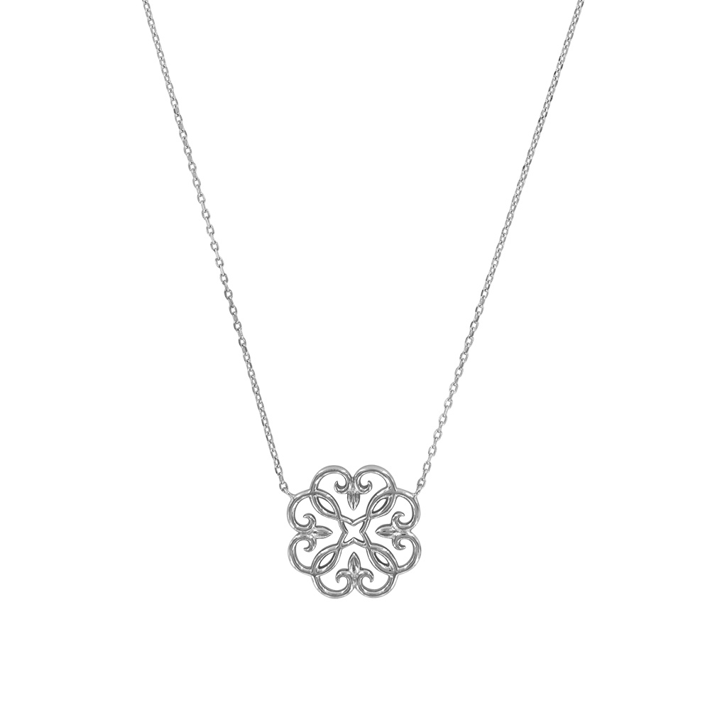 Collier orné d'une Arabesque arrondie en argent rhodié 925/1000