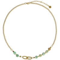 Collier orné d'une turquoise reconstituée et acier doré
