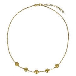 Collier orné de 2 boules lisses et 3 brossés, argent 925/1000 doré