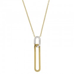 Collier orné de 2 mailles ovales allongées en acier doré