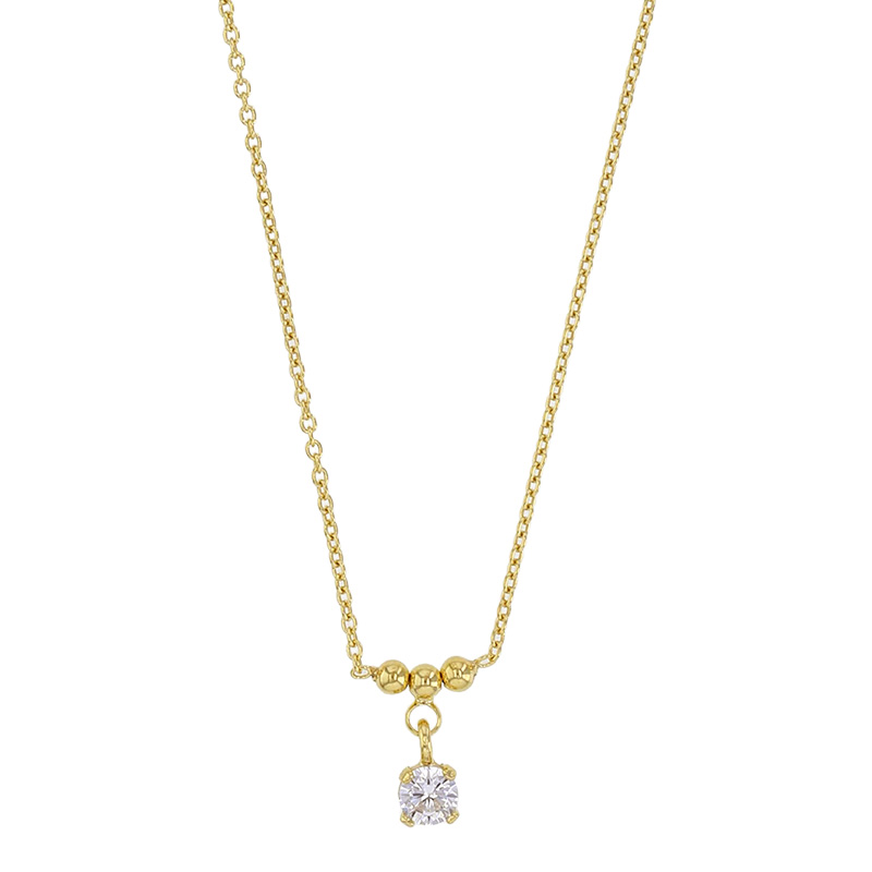 Collier orné de 3 boules et un oxyde en argent 925/1000 rhodié