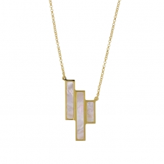Collier orné de 3 rectangles en nacre, argent 925/1000 doré