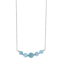 Collier orné de 5 pierres Larimar, argent 925/1000 rhodié