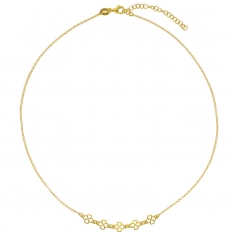 Collier orné de 5 trèfles ajourés en argent 925/1000 doré