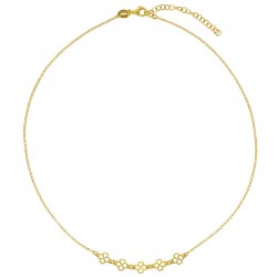 Collier orné de 5 trèfles ajourés en argent 925/1000 rhodié