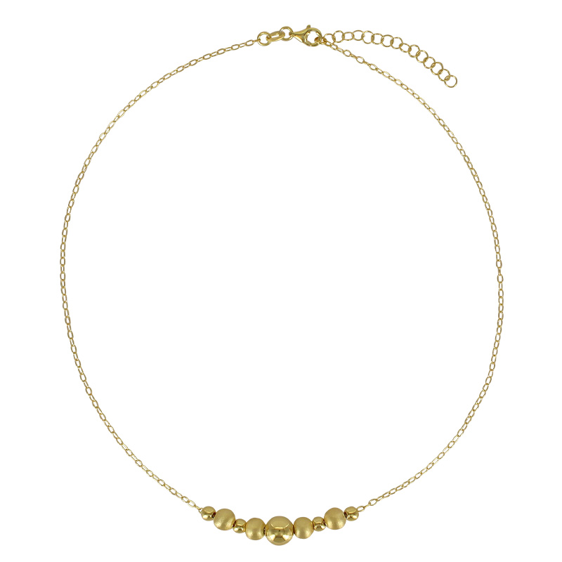 Collier orné de boules avec 5 lisses en argent 925/1000 doré