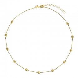Collier orné de boules forme ovale maille serpent, argent 925/1000 doré