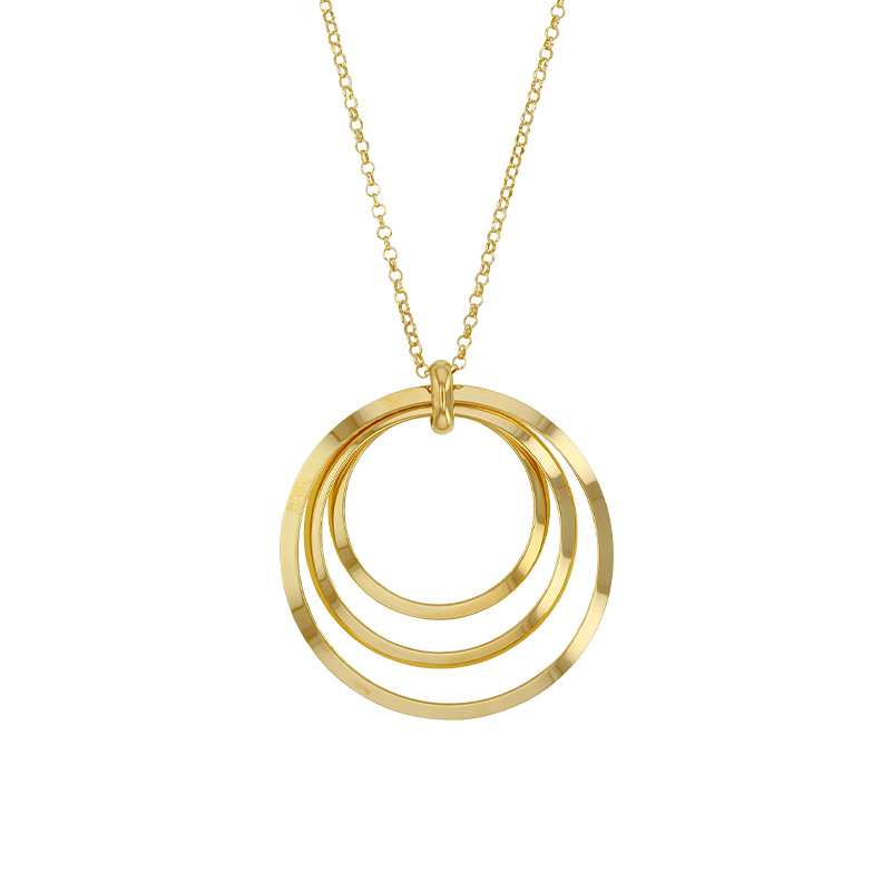 Collier orné de 3 cercles en argent 925/1000 doré