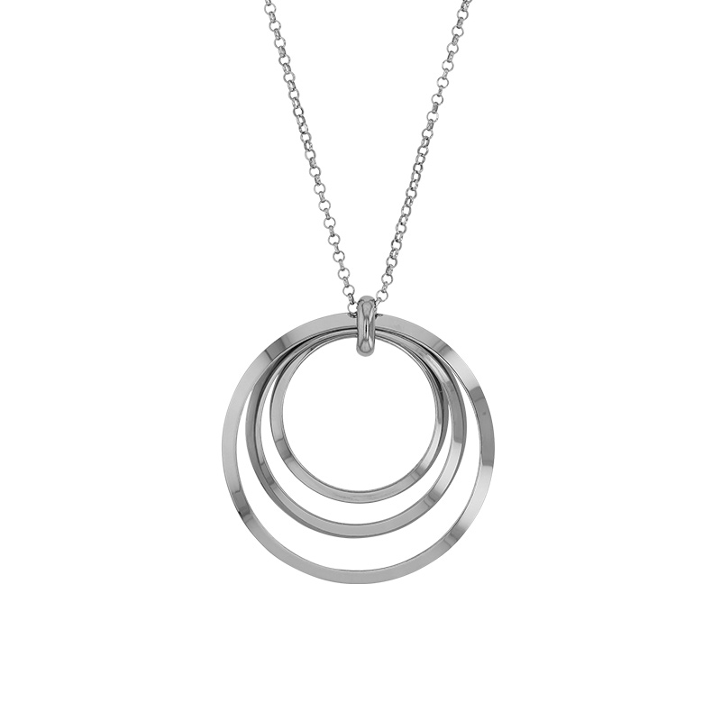 Collier orné de 3 cercles en argent 925/1000 rhodié