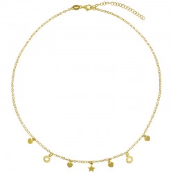 Collier orné de coeurs, étoiles en pampilles argent 925/1000 rhodié
