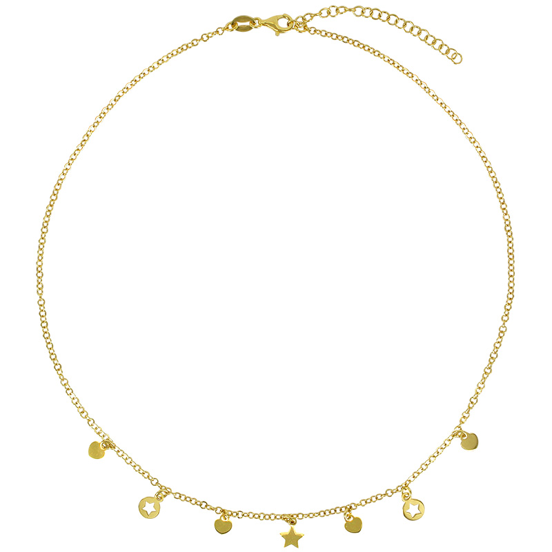 Collier orné de coeurs, étoiles en pampilles argent 925/1000 rhodié
