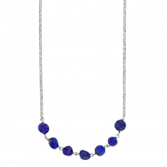 Collier orné de Lapis-lazuli, argent 925/1000 platiné