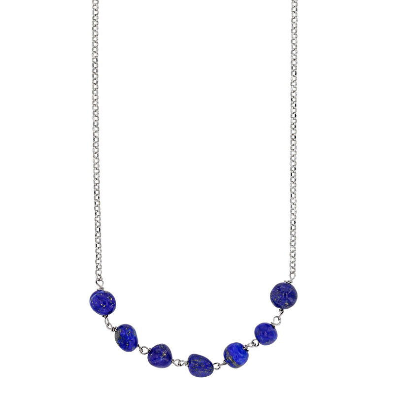 Collier orné de Lapis-lazuli, argent 925/1000 doré