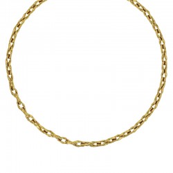 Collier orné de maille torsadée et martelés en acier doré
