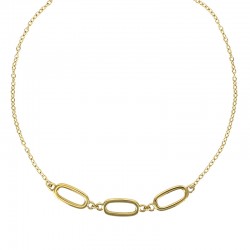 Collier orné de motifs ovales aspect strié, acier doré