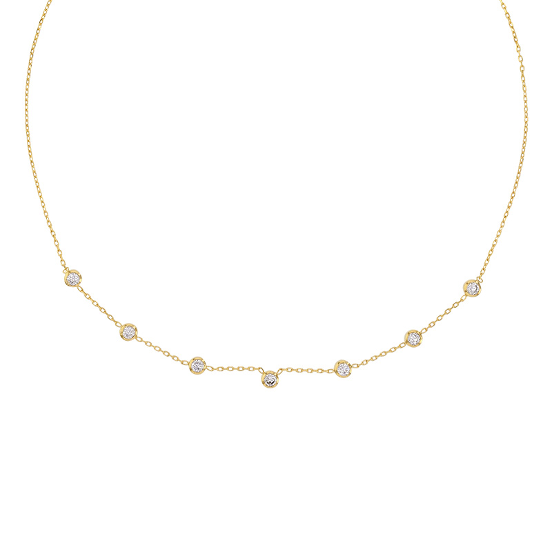 Collier orné de 7 oxydes sertis clos, plaqué or