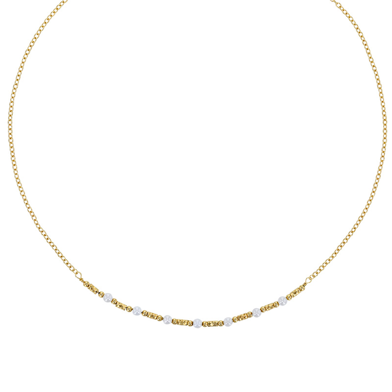 Collier orné de perles d'imitation en argent 925/1000 doré