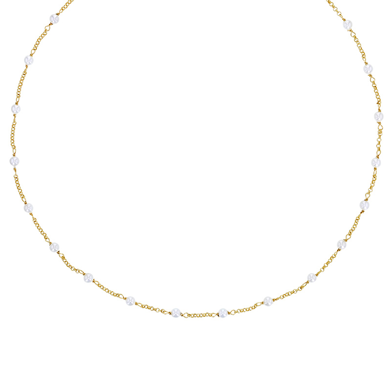Collier orné de perles de culture d'eau douce en argent 925/1000 doré