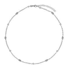 Collier orné de perles de culture d'eau douce et de boule forme ovale en argent 925/1000 rhodié