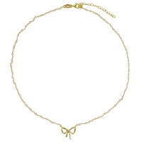 Collier orné de perles de culture d'eau douce, motif noeud en argent 925/1000 doré