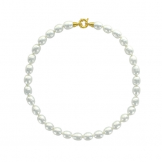 Collier orné de perles de Majorque baroques blanches