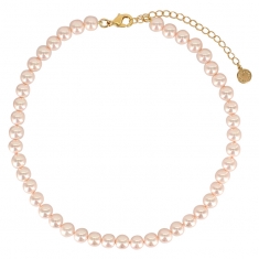 Collier orné de perles de Majorque blanc nacré en laiton doré
