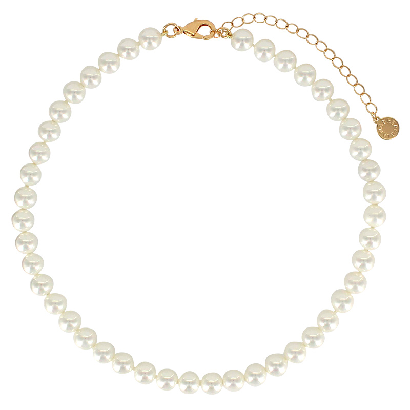 Collier orné de perles de Majorque rose en laiton doré