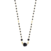 Collier orné de perles en verre teinté noir facetté, argent 925/1000 doré