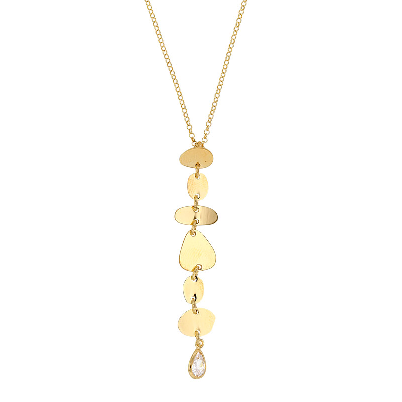 Collier orné de petits ronds et un oxyde, argent 925/1000 doré