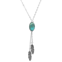 Collier orné de plumes en argent 925/1000 et de turquoise véritable