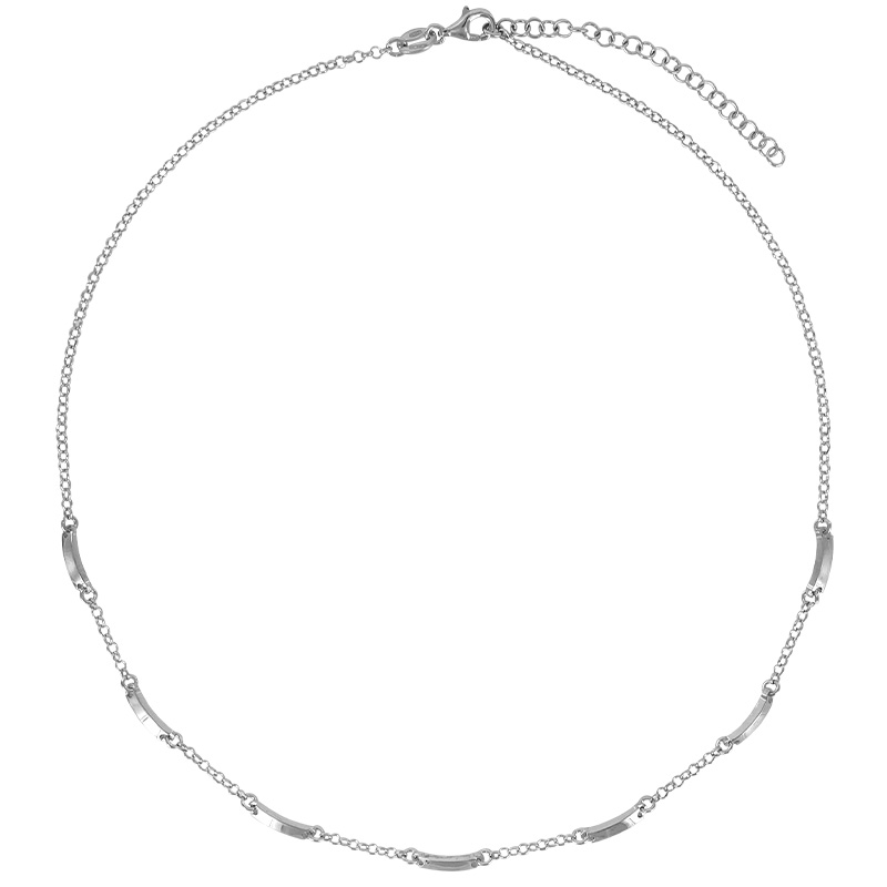 Collier orné de rectangles et cercles en argent 925/1000 rhodié