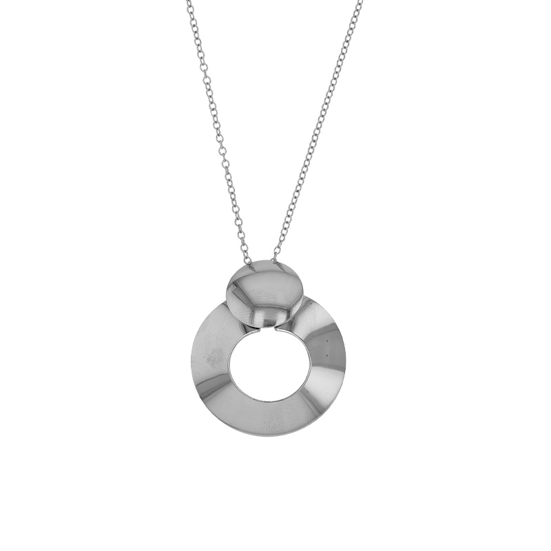 Collier orné de 2 ronds dont un ajouré en argent 925/1000 rhodié