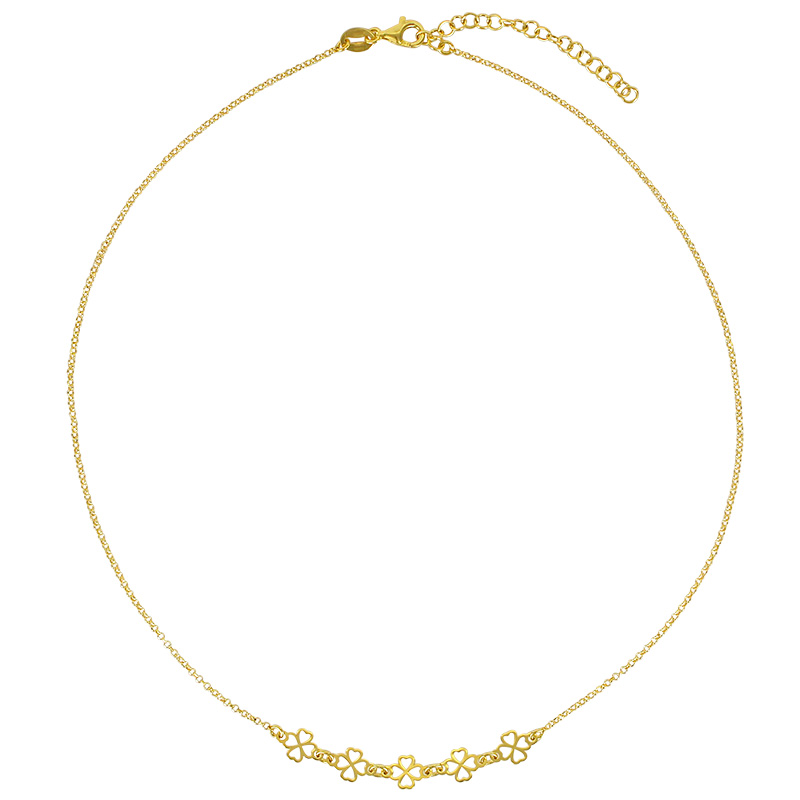 Collier orné de 5 trèfles ajourés en argent 925/1000 rhodié