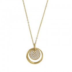 Collier orné double cercle avec de l'oxydes, acier doré