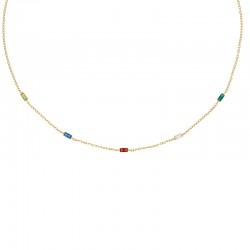 Collier orné d’oxydes de zirconium de forme rectangulaire, en or 375/1000